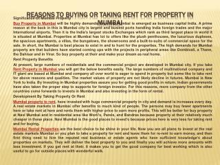 Reasons To Buying Or Taking Rent For Property In Mumbai