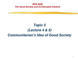 MVE 6030 The Good Society and its Educated Citizens