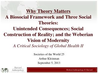 Societies of the World 25 Arthur Kleinman September 5, 2013
