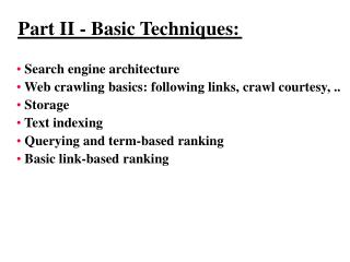 Part II - Basic Techniques: