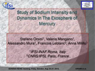 Study of Sodium Intensity and Dynamics in The Exosphere of Mercury
