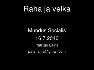 Raha ja velka