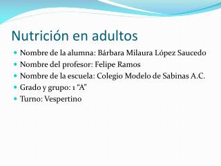 Nutrición en adultos