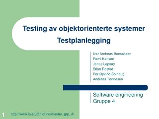 Testing av objektorienterte systemer Testplanlegging