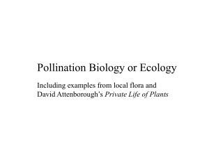 Pollination Biology or Ecology