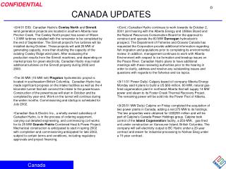 CANADA UPDATES