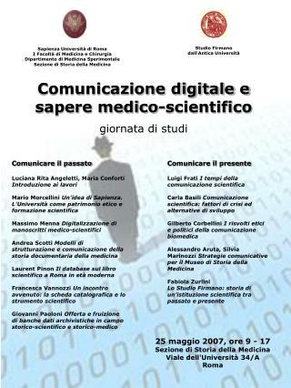 Comunicazione digitale e sapere medico-scientifico giornata di studi
