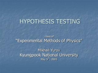 HYPOTHESIS TESTING