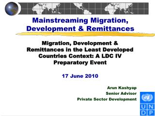 Mainstreaming Migration, Development &amp; Remittances