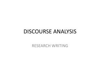 DISCOURSE ANALYSIS