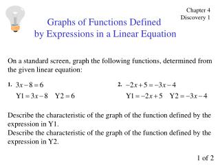 Graphs of Functions Defined by Expressions in a Linear Equation