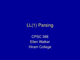 LL(1) Parsing