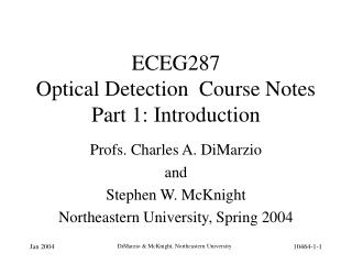 ECEG287 Optical Detection Course Notes Part 1: Introduction