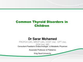 Common Thyroid Disorders in Children