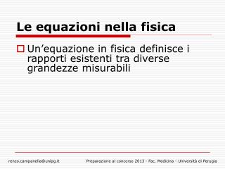 Le equazioni nella fisica