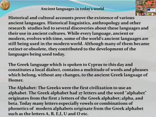 Ancient languages in today’s world