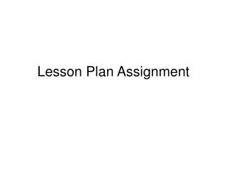 Lesson Plan Assignment