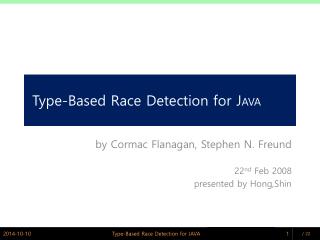 Type-Based Race Detection for J AVA