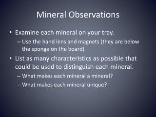 Mineral Observations