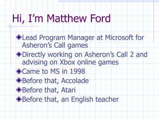 Hi, I’m Matthew Ford
