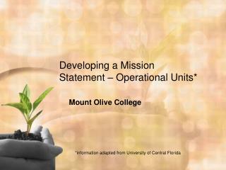 Developing a Mission Statement – Operational Units*