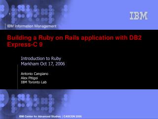 Building a Ruby on Rails application with DB2 Express-C 9