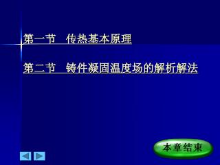 第一节 传热基本原理 第二节 铸件凝固温度场的解析解法