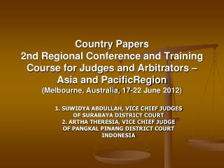 1. SUWIDYA ABDULLAH, VICE CHIEF JUDGES OF SURABAYA DISTRICT COURT