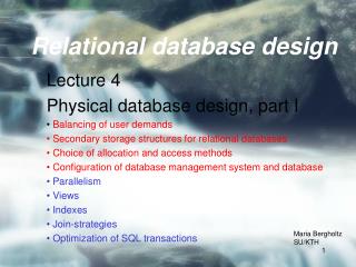 Relational database design