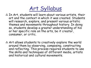 Art Syllabus