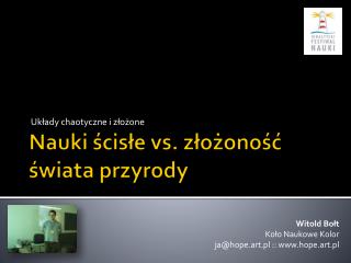 Nauki ścisłe vs . złożoność świata przyrody