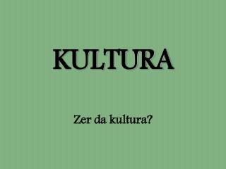 KULTURA Zer da kultura?