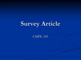 Survey Article