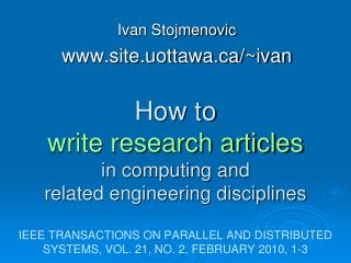 Ivan Stojmenovic site.uottawa/~ivan