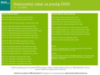 Hotovostný rabat za predaj O365 1.1. – 31.3.2014