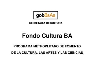 Fondo Cultura BA PROGRAMA METROPLITANO DE FOMENTO DE LA CULTURA, LAS ARTES Y LAS CIENCIAS