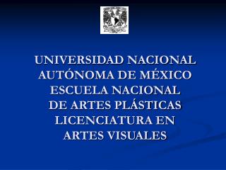 UNIVERSIDAD NACIONAL AUTÓNOMA DE MÉXICO ESCUELA NACIONAL DE ARTES PLÁSTICAS LICENCIATURA EN