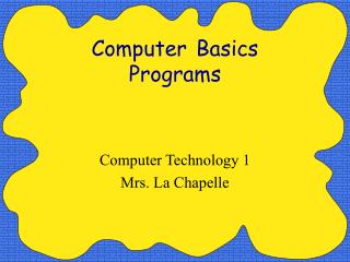 Computer Basics Programs