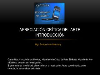 Apreciación crítica del ARTE introducción