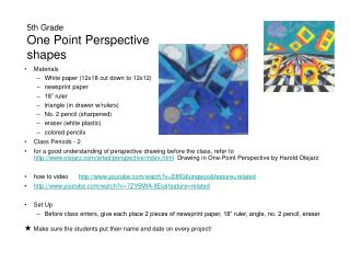 5th Grade One Point Perspective shapes