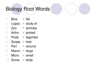 Biology Root Words