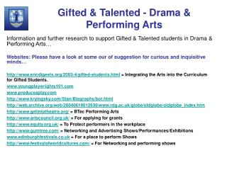 Gifted &amp; Talented - Drama &amp; Performing Arts