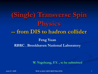 (Single) Transverse Spin Physics -- from DIS to hadron collider