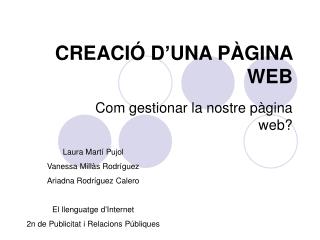 CREACIÓ D’UNA PÀGINA WEB