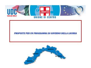 PROPOSTE PER UN PROGRAMMA DI GOVERNO DELLA LIGURIA