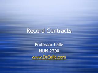 Record Contracts