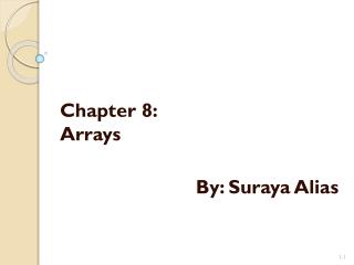 Chapter 8: Arrays By: Suraya Alias