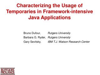 Characterizing the Usage of Temporaries in Framework-intensive Java Applications