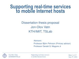 Supporting real-time services to mobile Internet hosts