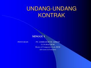 UNDANG-UNDANG KONTRAK